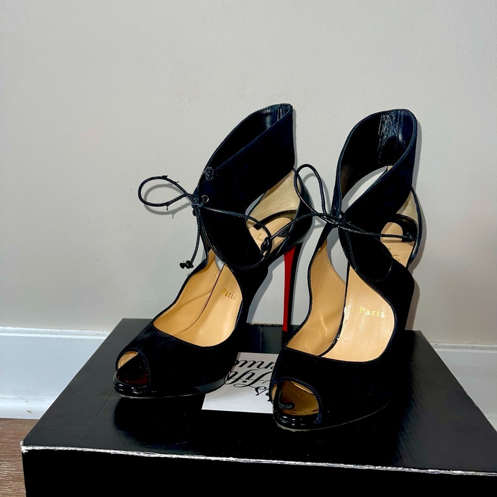 Christian Louboutin Campania Suede Tie-Front Heels
